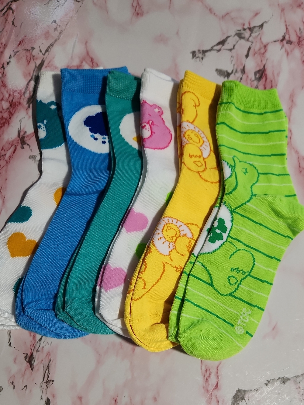 Care Bears Multicolor Pack — Green, Yellow, Blue, Pink, White Socks